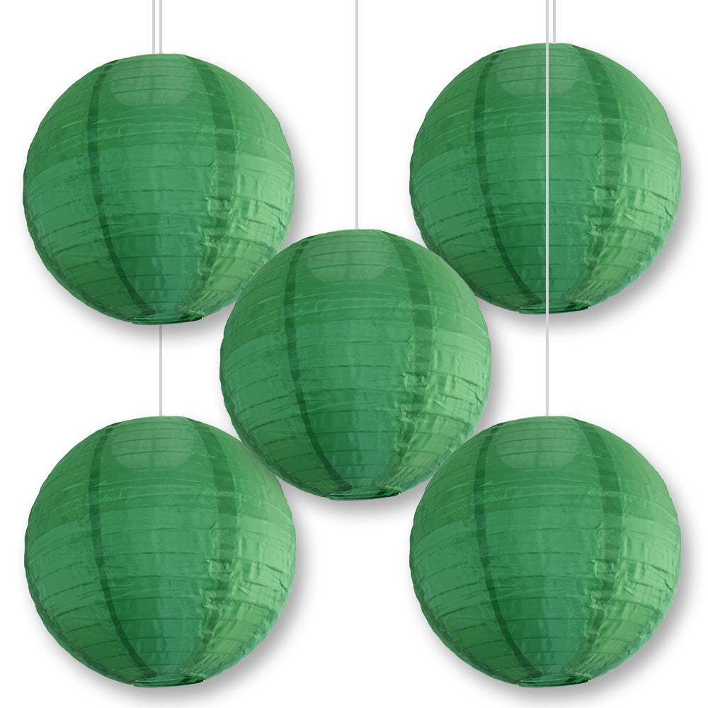 BULK PACK (5) 10 Inch Emerald Green Shimmering Nylon Lantern, Even Ribbing, Durable, Hanging - LunaBazaar.com - Discover. Celebrate. Decorate.