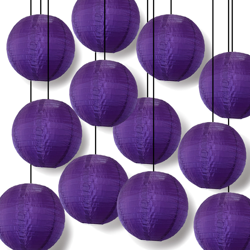 BULK PACK (12) 18 Inch Dark Purple Shimmering Nylon Lantern, Even Ribbing, Durable, Hanging - LunaBazaar.com - Discover. Celebrate. Decorate.