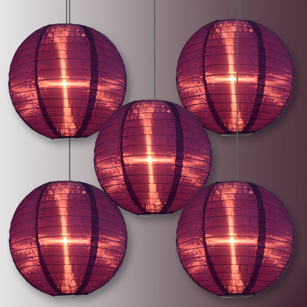 BULK PACK (5) 18 Inch Dark Purple Shimmering Nylon Lantern, Even Ribbing, Durable, Hanging - LunaBazaar.com - Discover. Celebrate. Decorate.