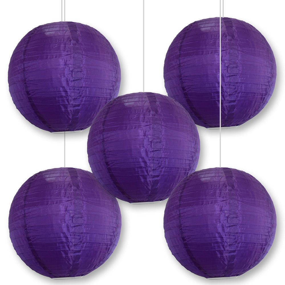 BULK PACK (5) 24 Inch Dark Purple Shimmering Nylon Lantern, Even Ribbing, Durable, Hanging - LunaBazaar.com - Discover. Celebrate. Decorate.