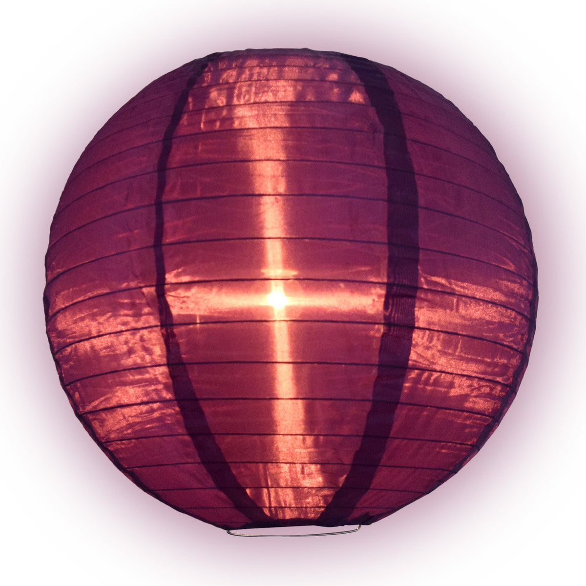 Lit Dark Purple Shimmering Nylon Lantern, Even Ribbing, Durable, Hanging  (18)