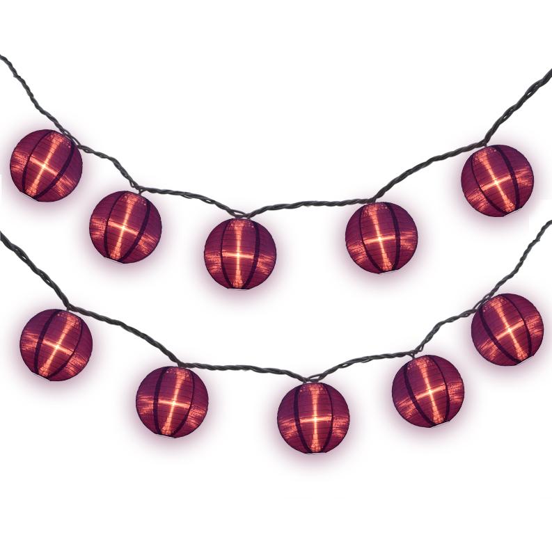 4&quot; Royal Purple Round Shimmering Nylon Lantern Party String Lights (8FT, Expandable)