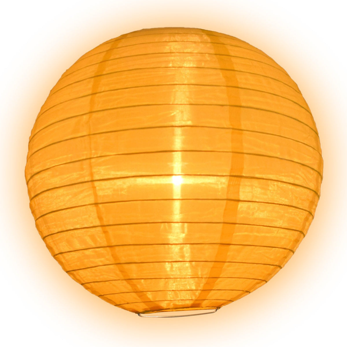 4 Inch Gold Round Shimmering Nylon Lanterns, Parallel Ribbing, Hanging (10-PACK) Decoration - Luna Bazaar | Boho &amp; Vintage Style Decor