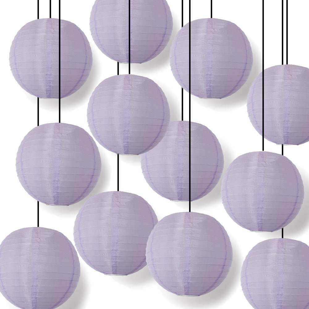 BULK PACK (12) 24 Inch Light Purple Shimmering Nylon Lantern, Even Ribbing, Durable, Hanging - LunaBazaar.com - Discover. Celebrate. Decorate.