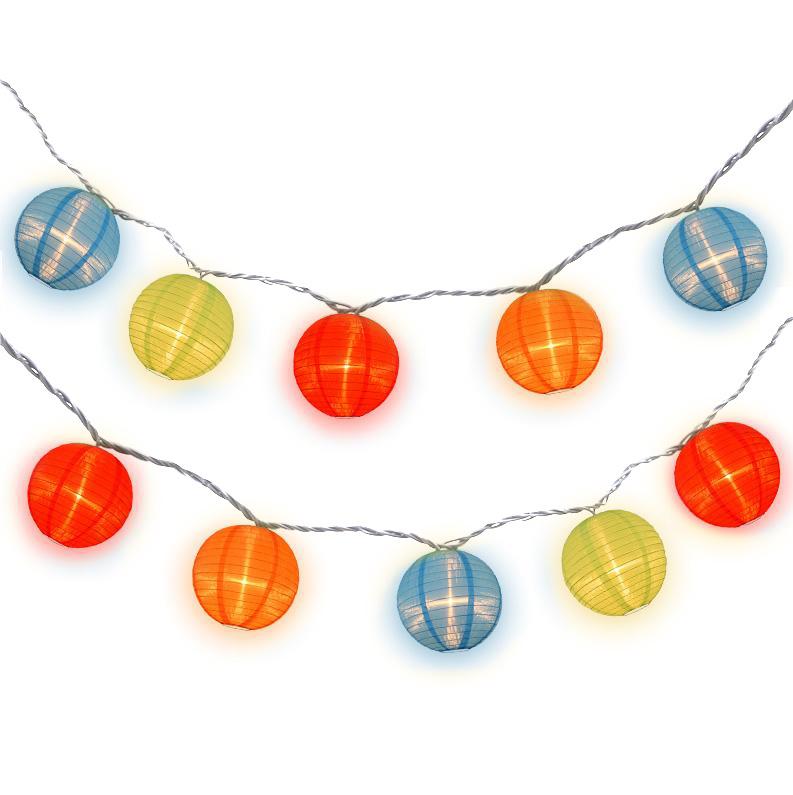 4&quot; Multi Color Shimmering Nylon Lantern Party String Lights (8FT, Expandable) - Luna Bazaar | Boho &amp; Vintage Style Decor