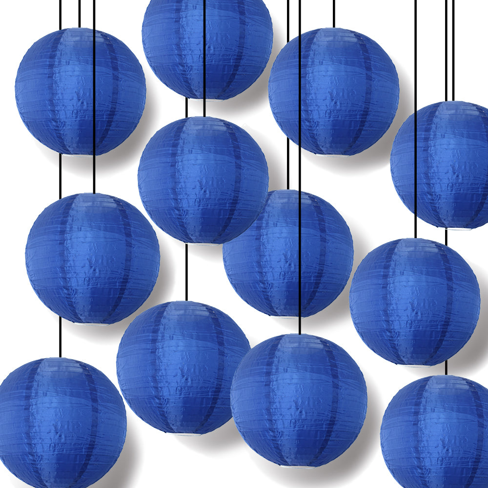 BULK PACK (12) 24 Inch Navy Blue Shimmering Nylon Lantern, Even Ribbing, Durable, Hanging - LunaBazaar.com - Discover. Celebrate. Decorate.