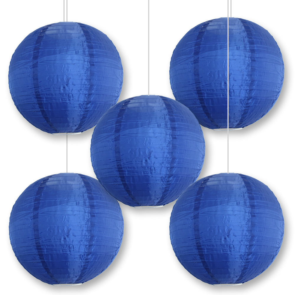 BULK PACK (5) 10 Inch Navy Blue Shimmering Nylon Lantern, Even Ribbing, Durable, Hanging - LunaBazaar.com - Discover. Celebrate. Decorate.