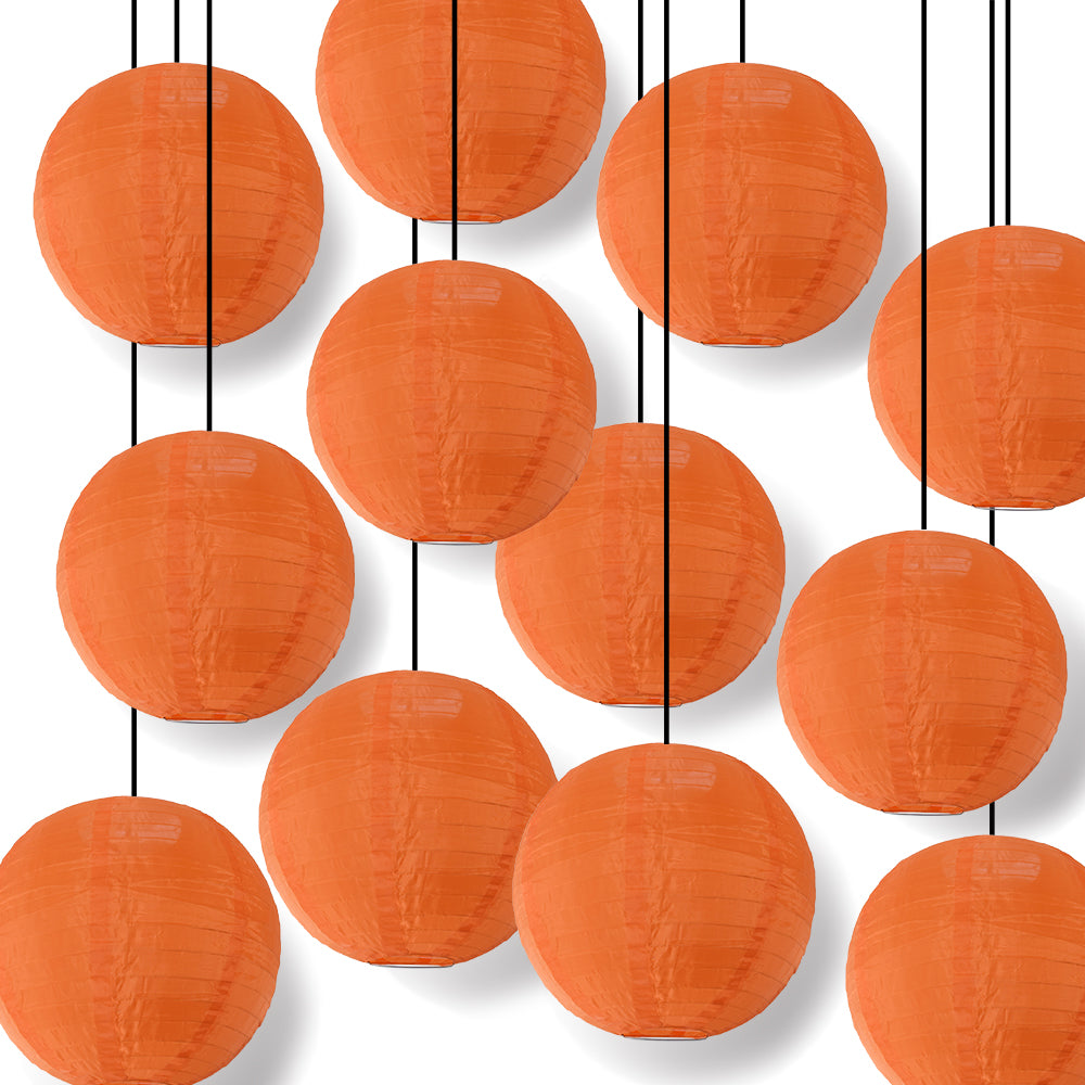 BULK PACK (12) 10 Inch Orange Shimmering Nylon Lantern, Even Ribbing, Durable, Hanging - LunaBazaar.com - Discover. Celebrate. Decorate.