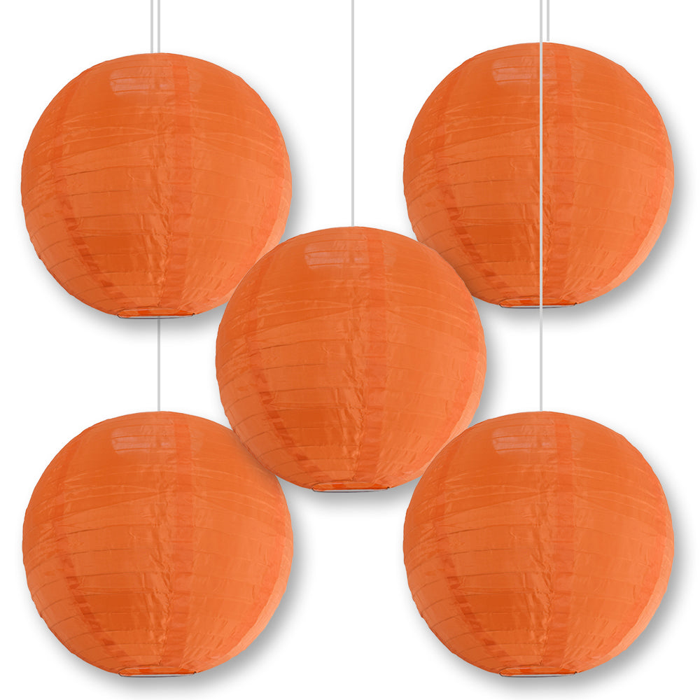 BULK PACK (5) 12 Inch Orange Shimmering Nylon Lantern, Even Ribbing, Durable, Hanging - LunaBazaar.com - Discover. Celebrate. Decorate.