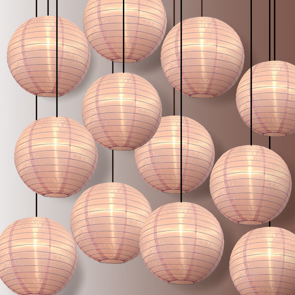 BULK PACK (12) 10 Inch Pink Shimmering Nylon Lantern, Even Ribbing, Durable, Hanging - LunaBazaar.com - Discover. Celebrate. Decorate.