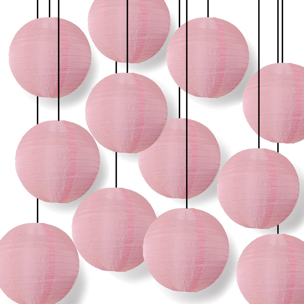 BULK PACK (12) 10 Inch Pink Shimmering Nylon Lantern, Even Ribbing, Durable, Hanging - LunaBazaar.com - Discover. Celebrate. Decorate.