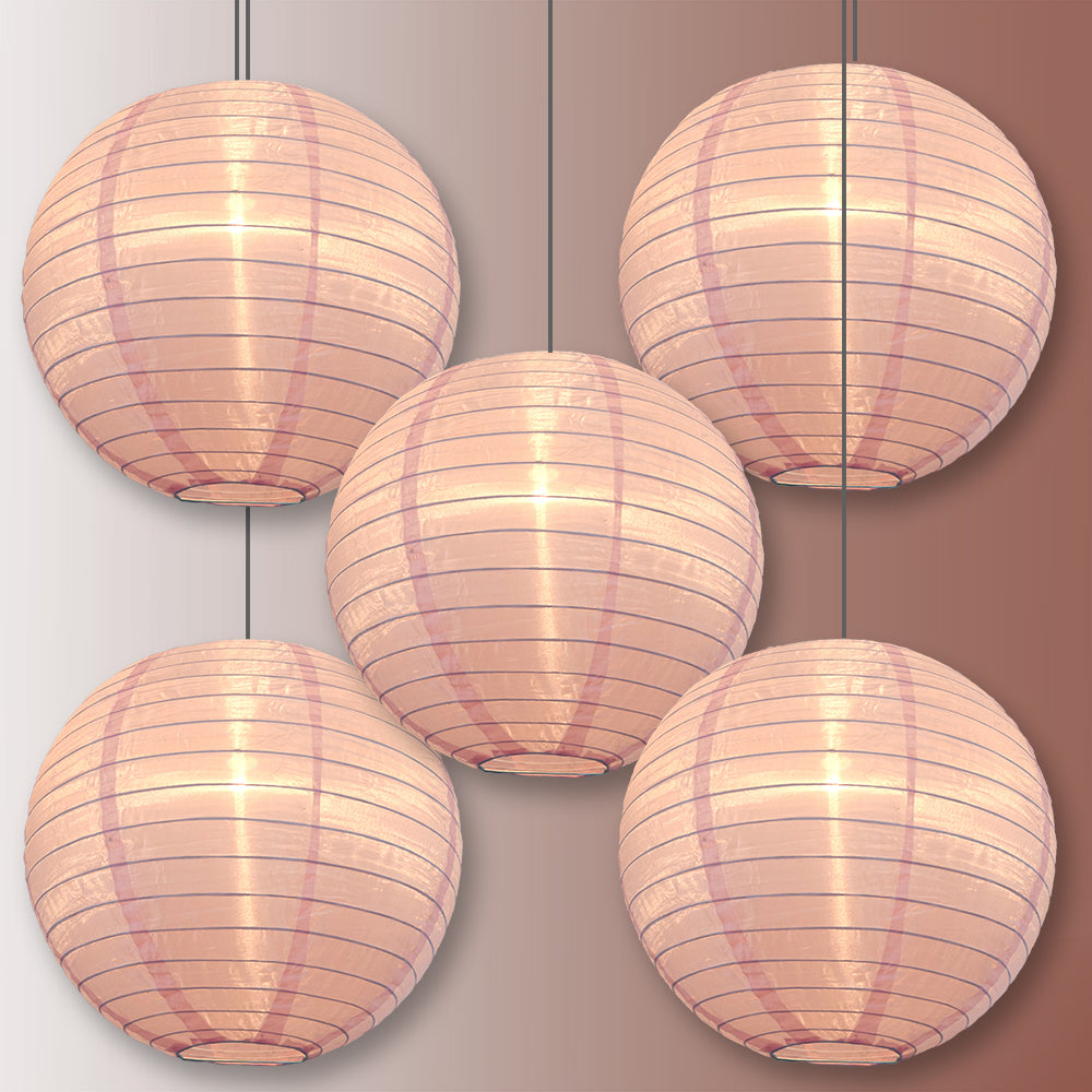 BULK PACK (5) 24 Inch Pink Shimmering Nylon Lantern, Even Ribbing, Durable, Hanging - LunaBazaar.com - Discover. Celebrate. Decorate.