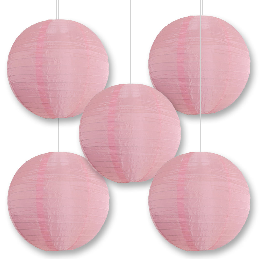 BULK PACK (5) 10 Inch Pink Shimmering Nylon Lantern, Even Ribbing, Durable, Hanging - LunaBazaar.com - Discover. Celebrate. Decorate.