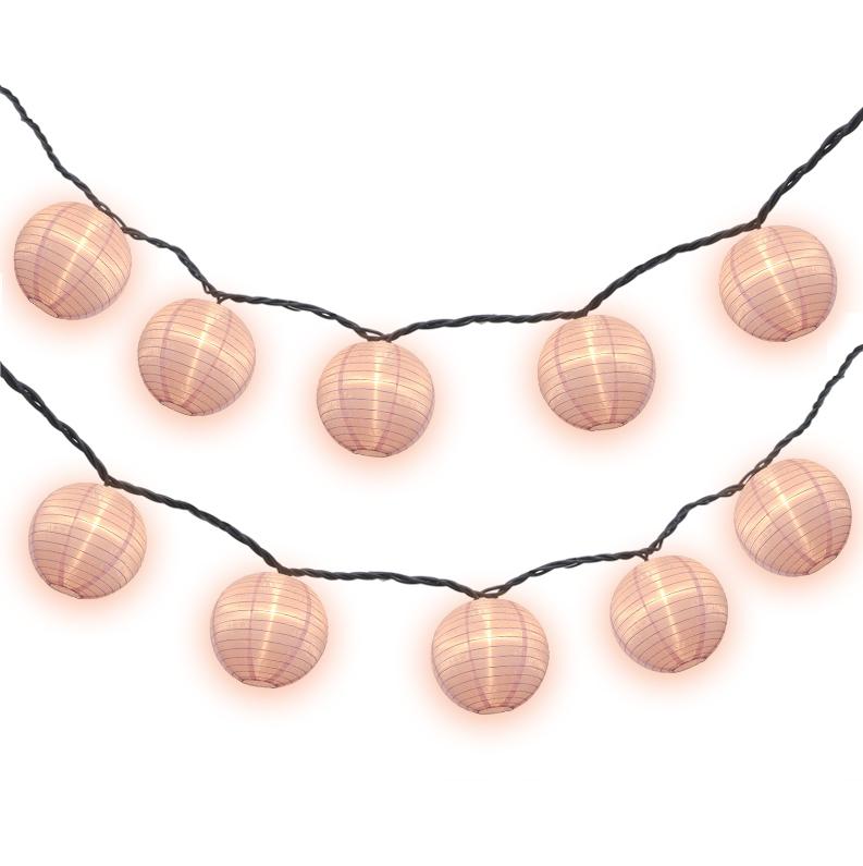 4&quot; Pink Round Shimmering Nylon Lantern Party String Lights (8FT, Expandable)