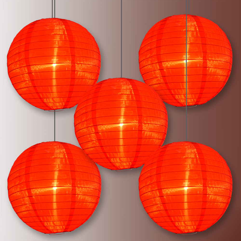 BULK PACK (5) 30 Inch Red Jumbo Shimmering Nylon Lantern, Even Ribbing, Durable, Outdoor Hanging Decoration - LunaBazaar.com - Discover. Celebrate. Decorate.