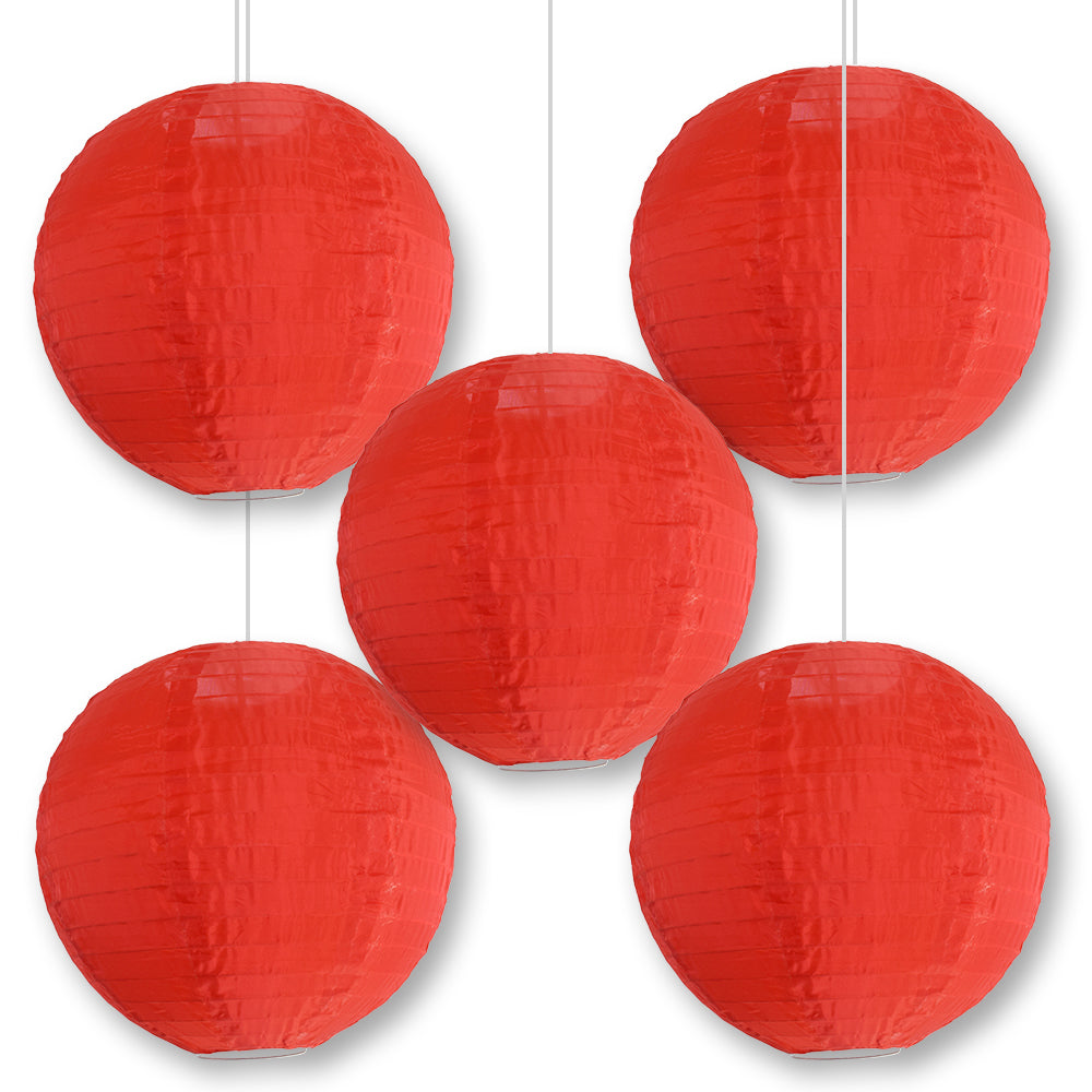 BULK PACK (5) 36 Inch Red Jumbo Shimmering Nylon Lantern, Even Ribbing, Durable, Dry Outdoor Hanging Decoration - LunaBazaar.com - Discover. Celebrate. Decorate.