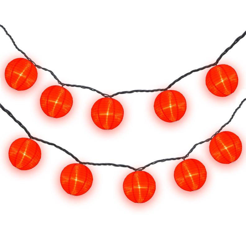 4&quot; Red Shimmering Nylon Lantern Party String Lights (8FT, Expandable)