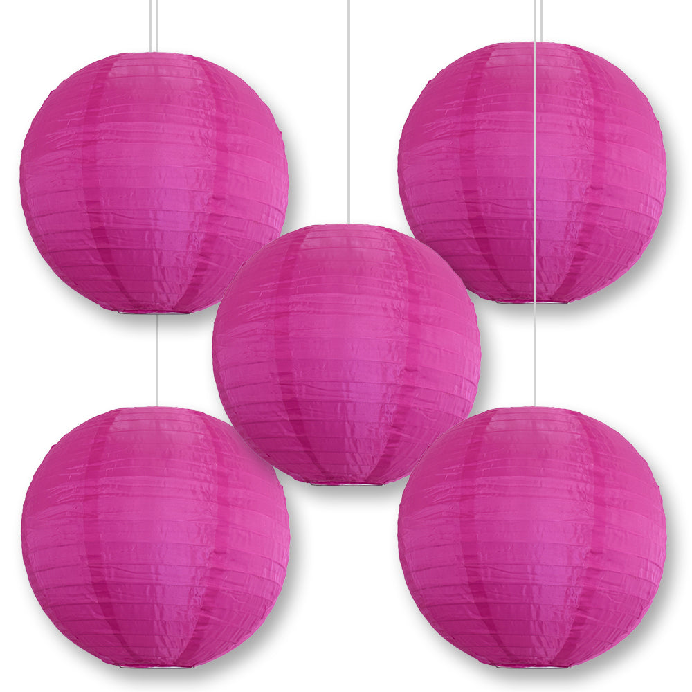 BULK PACK (5) 10 Inch Ultra Violet Shimmering Nylon Lantern, Parallel Ribbing, Durable, Hanging