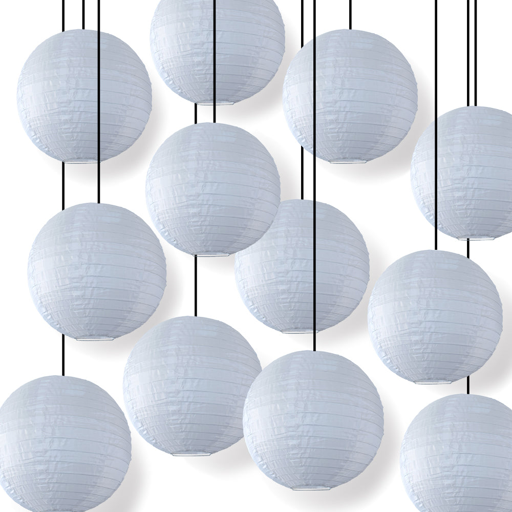 BULK PACK (12) 10 Inch White Shimmering Nylon Lantern, Even Ribbing, Durable, Hanging - LunaBazaar.com - Discover. Celebrate. Decorate.