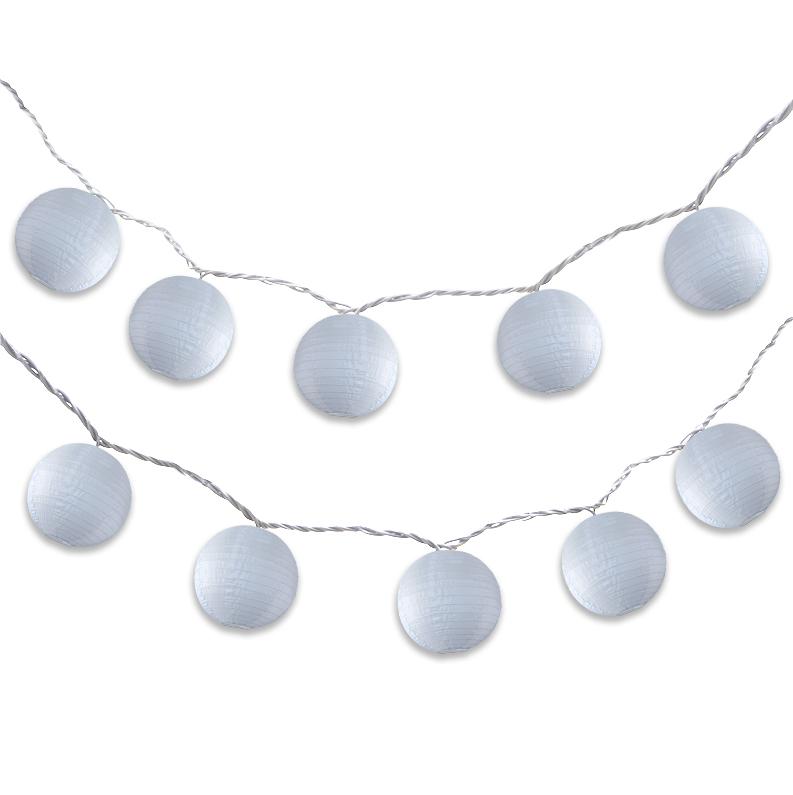 4&quot; White Shimmering Nylon Lantern Party String Lights (8FT, Expandable) - Luna Bazaar | Boho &amp; Vintage Style Decor