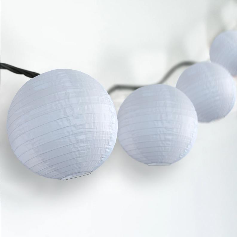 4&quot; White Shimmering Nylon Lantern Party String Lights (8FT, Expandable) - Luna Bazaar | Boho &amp; Vintage Style Decor