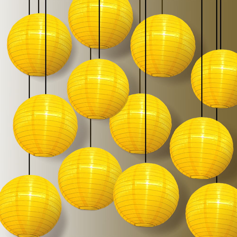 BULK PACK (12) 18 Inch Yellow Shimmering Nylon Lantern, Even Ribbing, Durable, Hanging - LunaBazaar.com - Discover. Celebrate. Decorate.