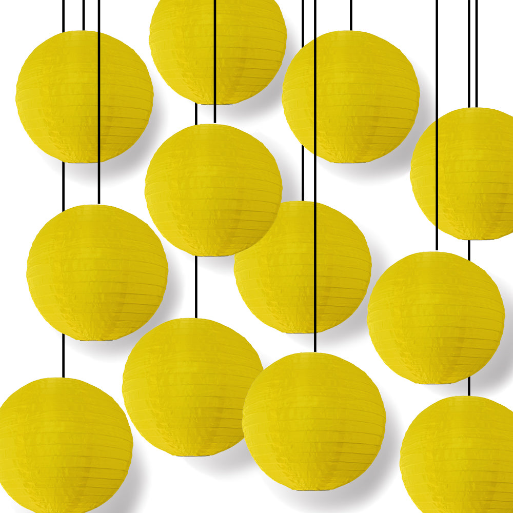 BULK PACK (12) 10 Inch Yellow Shimmering Nylon Lantern, Even Ribbing, Durable, Hanging - LunaBazaar.com - Discover. Celebrate. Decorate.