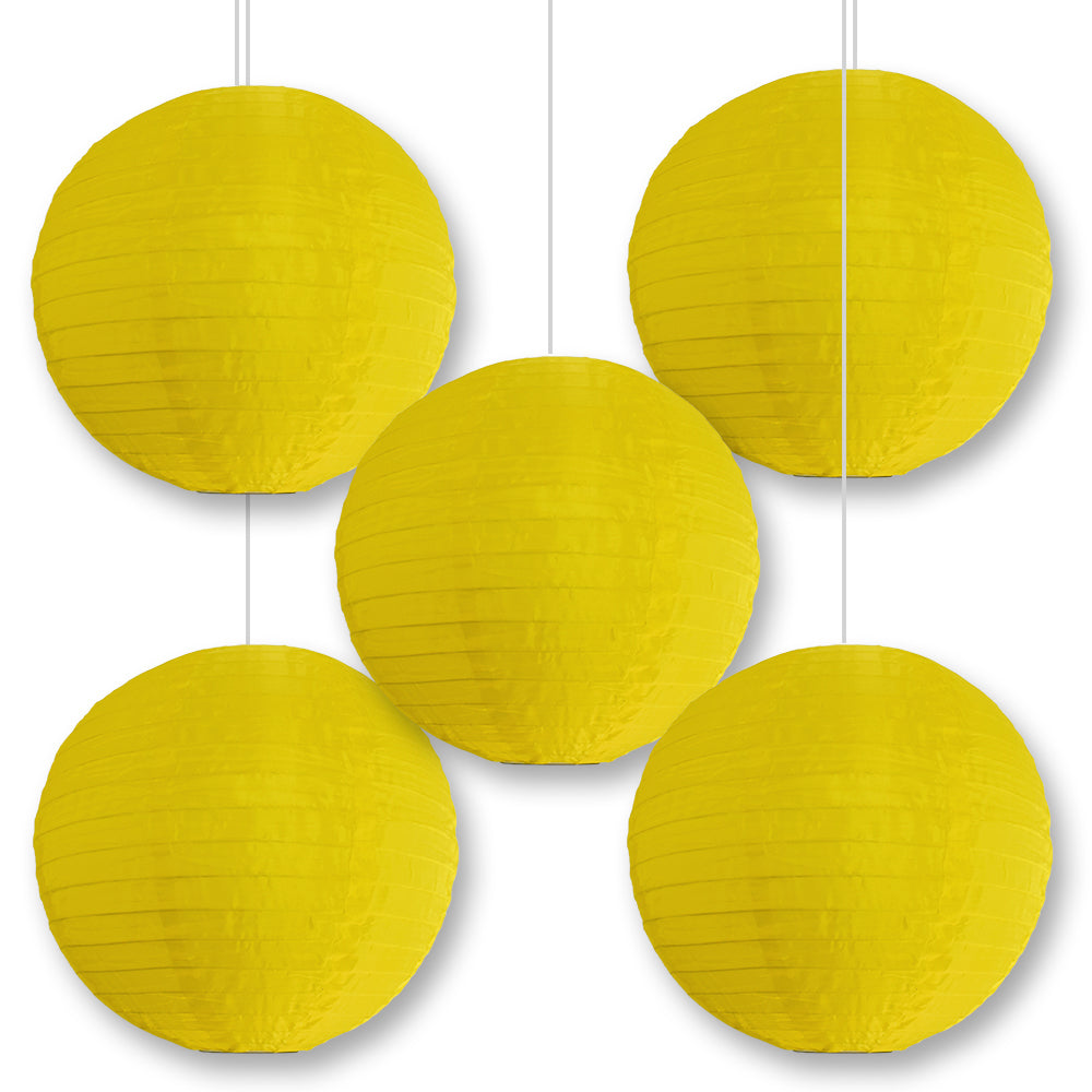 BULK PACK (5) 30 Inch Yellow Jumbo Shimmering Nylon Lantern, Even Ribbing, Durable, Dry Outdoor Hanging Decoration - LunaBazaar.com - Discover. Celebrate. Decorate.