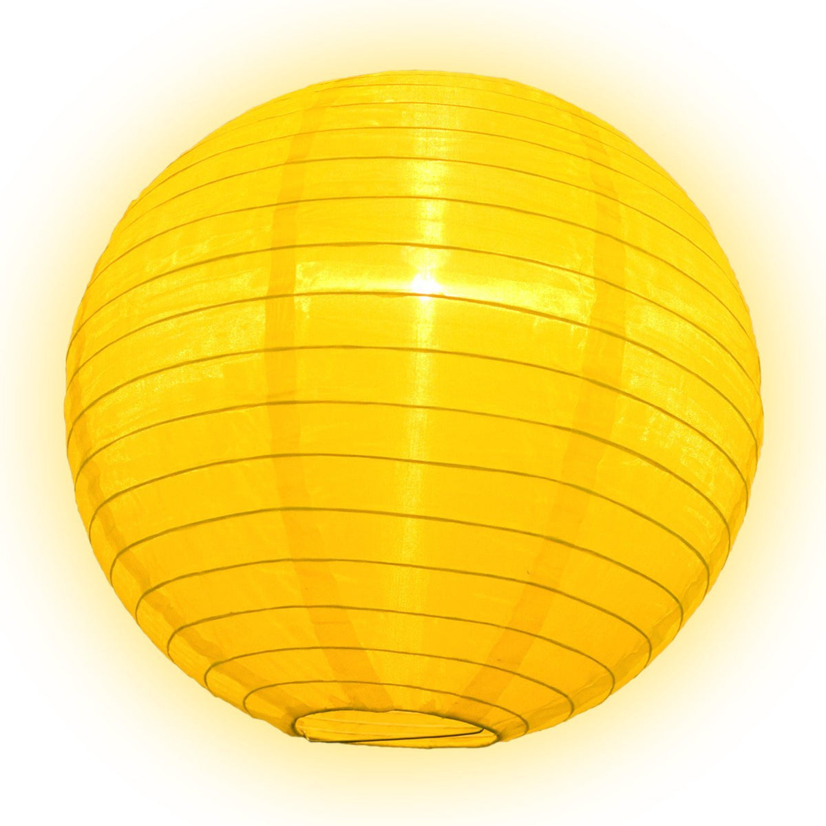 8 Inch Yellow Shimmering Nylon Lantern, Even Ribbing, Durable, Hanging - LunaBazaar.com - Discover. Celebrate. Decorate.