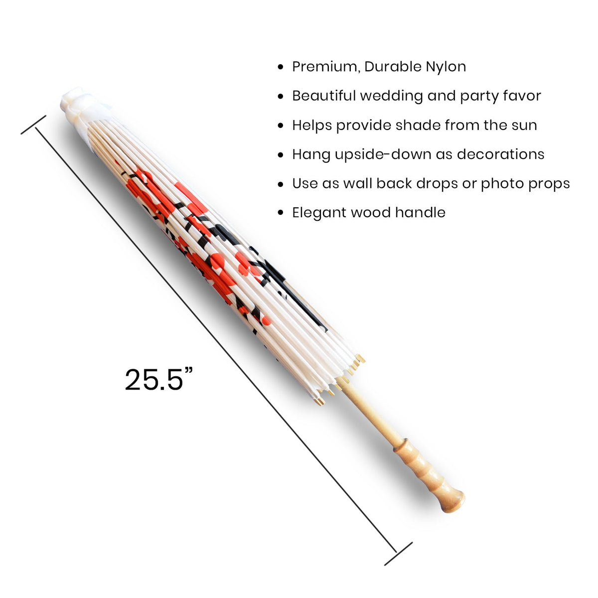 32 Inch Cherry Blossom Premium Nylon Parasol Umbrella with Elegant Handle - Luna Bazaar | Boho &amp; Vintage Style Decor
