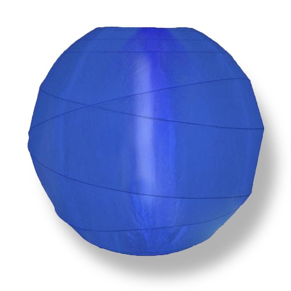 12 Inch Irregular Ribbed Dark Navy Blue Shimmering Nylon Lantern, Durable, Hanging - LunaBazaar.com - Discover. Celebrate. Decorate.