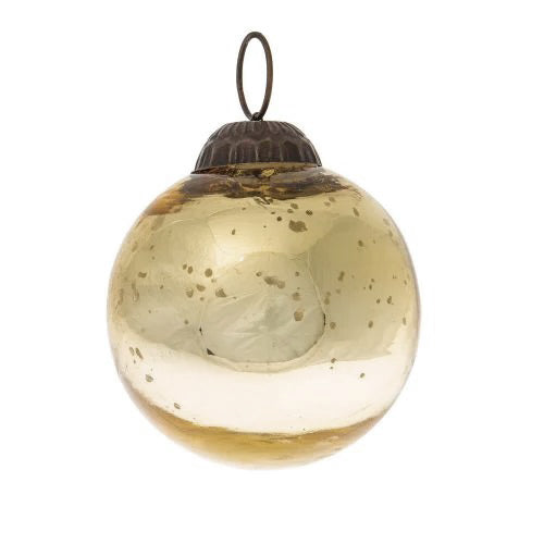 2.5&quot; Gold Ava Mercury Glass Ball Ornament Christmas Holiday Decoration - Luna Bazaar | Boho &amp; Vintage Style Decor