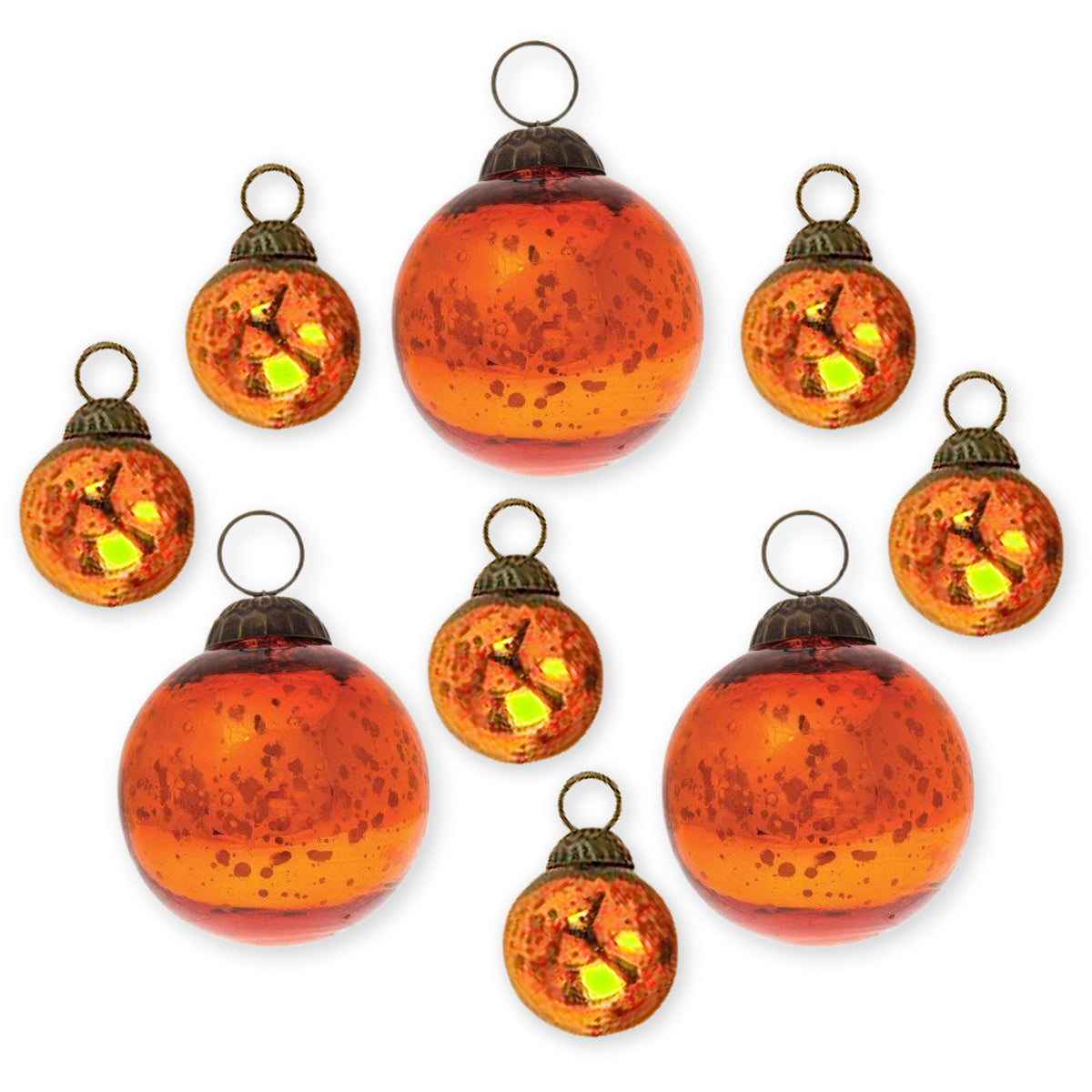 CLOSEOUT 9 PACK | Ava Orange Vintage Assorted Ornaments Set - Great Gift Idea, Vintage-Style Decorations for Christmas, Special Occasions, Home Decor and Parties - Luna Bazaar | Boho &amp; Vintage Style Decor