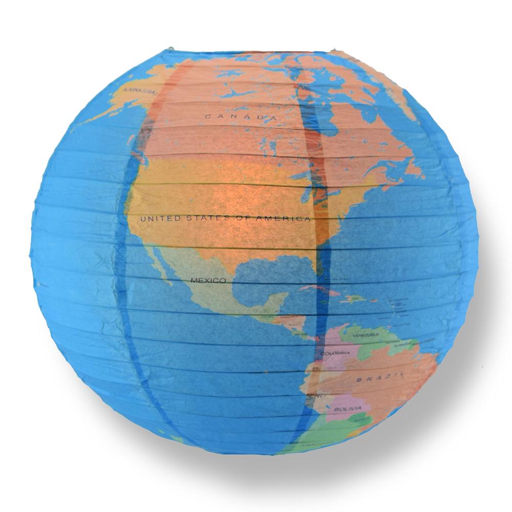 12-Pack 14 Inch Geographical World Map Earth Globe Paper Lantern - Luna Bazaar | Boho &amp; Vintage Style Decor