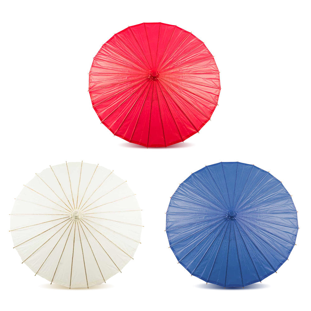Patriotic 4th of July Set of 3 Paper Parasols for Parties, Parades and Décor