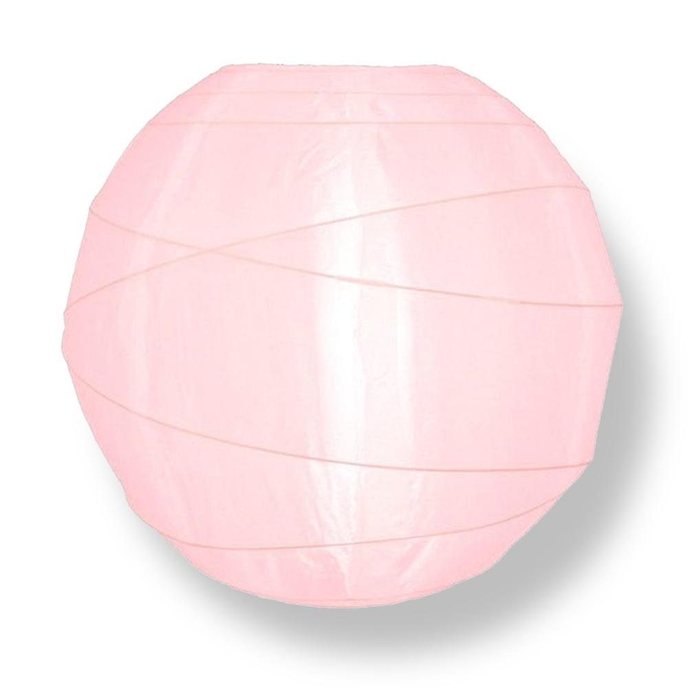 14 Inch Irregular Ribbed Rose Quartz Pink Shimmering Nylon Lantern, Durable, Hanging - LunaBazaar.com - Discover. Celebrate. Decorate.