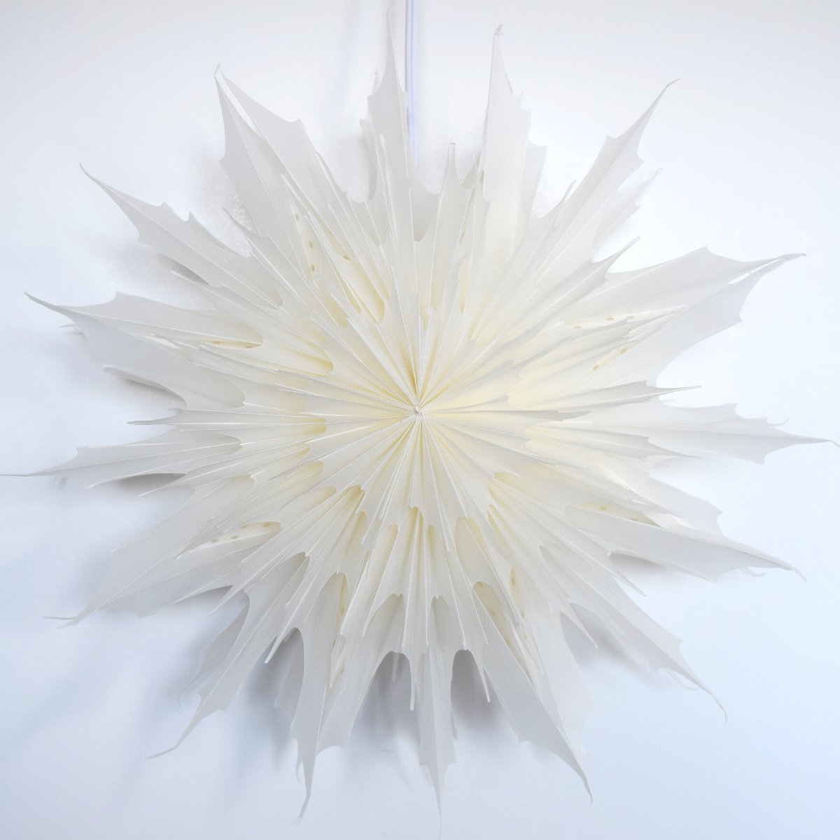 24&quot; White Sleet Snowflake Star Lantern Pizzelle Design - Great With or Without Lights - Ideal for Holiday and Snowflake Decorations, Weddings, Parties, and Home Decor