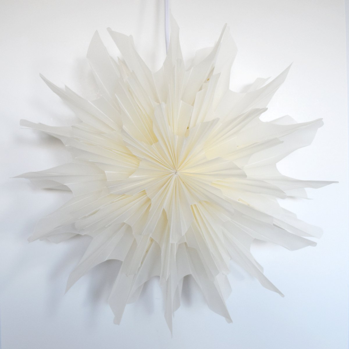 32&quot; White Icicle Snowflake Star Lantern Pizzelle Design - Great With or Without Lights - Ideal for Holiday and Snowflake Decorations, Weddings, Parties, and Home Decor
