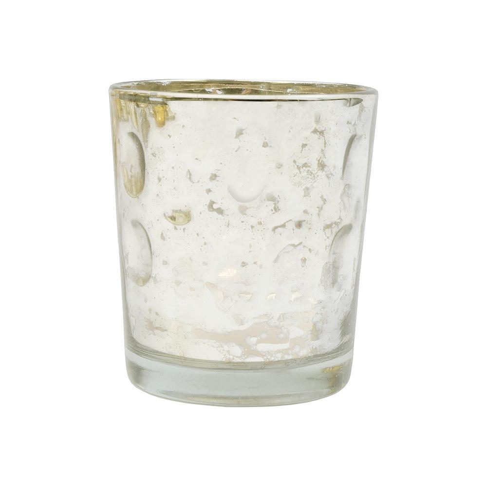 Shabby Chic Silver Mercury Glass Tea Light Votive Candle Holders (Set of 5, Assorted Designs and Sizes) - Luna Bazaar | Boho &amp; Vintage Style Decor