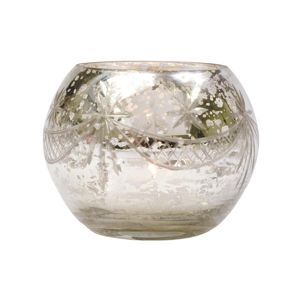 Shabby Chic Silver Mercury Glass Tea Light Votive Candle Holders (Set of 5, Assorted Designs and Sizes) - Luna Bazaar | Boho &amp; Vintage Style Decor
