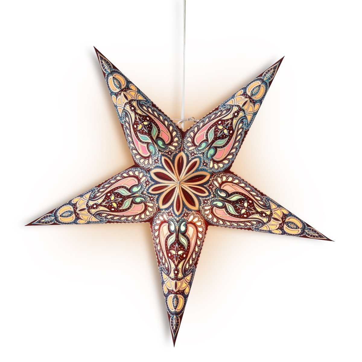 24 Inch Brown Alaskan Glitter Paper Star Lantern, Hanging Wedding &amp; Party Decoration