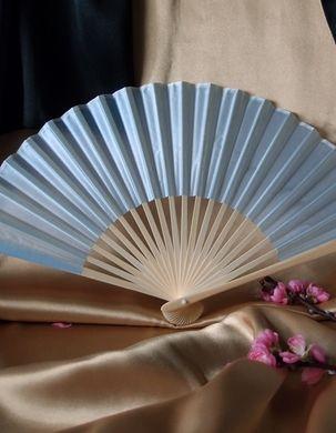 9&quot; Arctic Spa Blue Silk Hand Fans for Weddings (10 Pack) - Luna Bazaar | Boho &amp; Vintage Style Decor