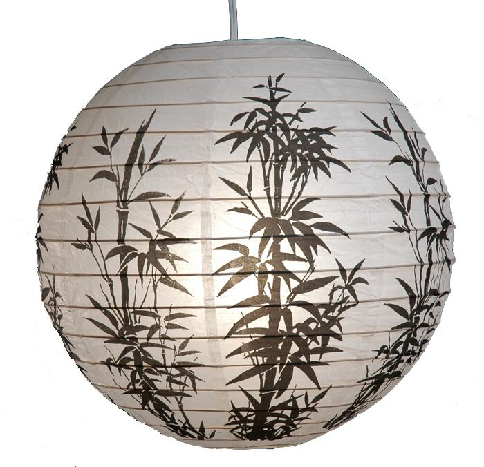 16&quot; Bamboo Pattern Paper Lantern - Luna Bazaar | Boho &amp; Vintage Style Decor