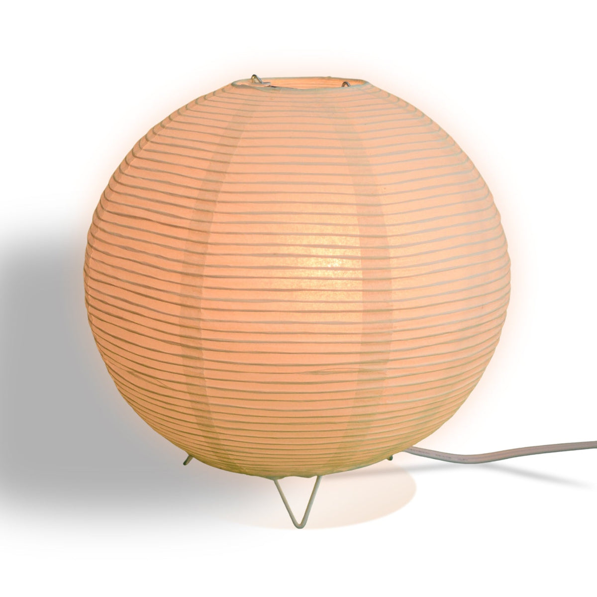 Beige/Ivory Corded Round Table Top Lantern Lamp Kit w/ Light Bulb, Fine Line Paper Moon - LunaBazaar - Discover. Decorate. Celebrate.