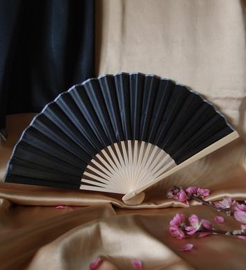 50-Pack 9&quot; Black Silk Hand Fans for Weddings - Luna Bazaar | Boho &amp; Vintage Style Decor