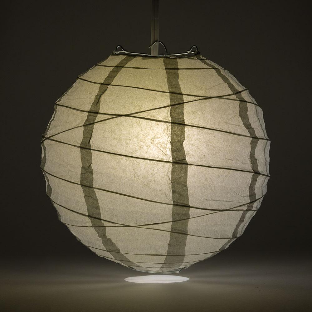 16 Inch Silver Free-Style Ribbing Round Paper Lantern - Luna Bazaar | Boho &amp; Vintage Style Decor