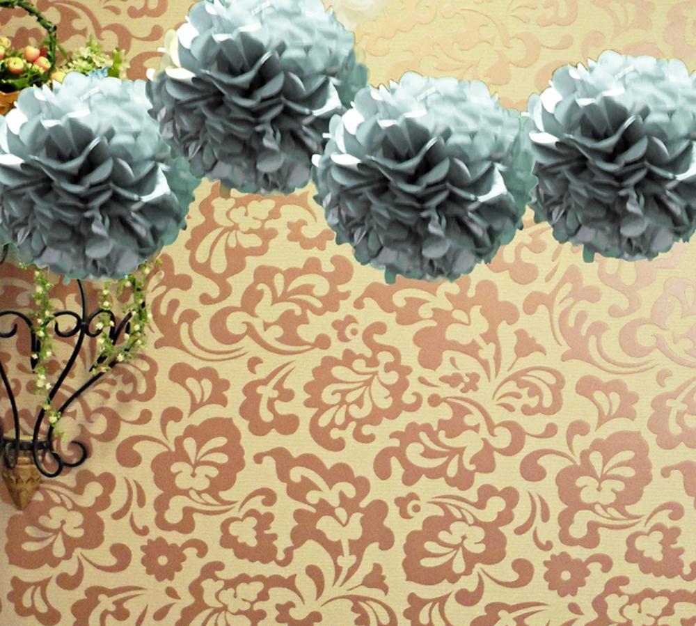 CLOSEOUT EZ-Fluff 20&quot; Silver Tissue Paper Pom Poms Flowers Balls, Decorations (4 PACK) - Luna Bazaar | Boho &amp; Vintage Style Decor