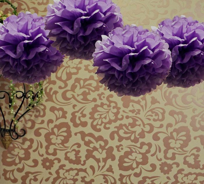 CLOSEOUT EZ-Fluff 20&quot; Plum Tissue Paper Pom Poms Flowers Balls, Decorations (4 PACK) - Luna Bazaar | Boho &amp; Vintage Style Decor