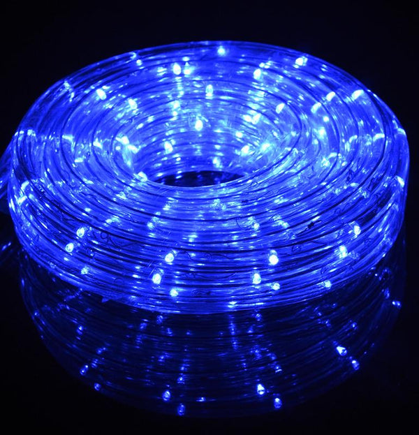 Blue Outdoor LED Fairy String Rope Light, 33 FT, Clear Tube, AC Plug-I ...