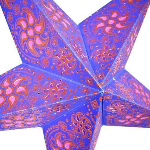 3-PACK + Cord | Blue / Copper Glitter Winds 24&quot; Illuminated Paper Star Lanterns and Lamp Cord Hanging Decorations - LunaBazaar.com - Discover. Decorate. Celebrate.